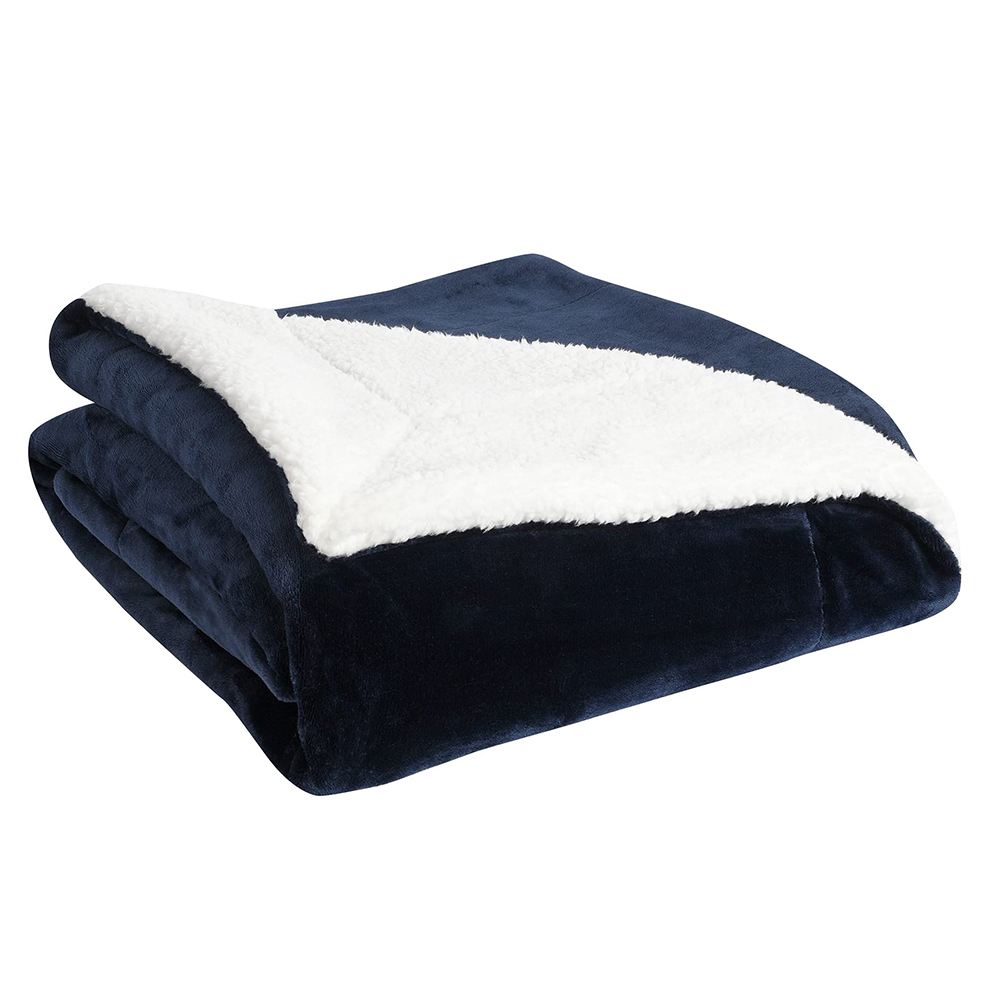 Solid Flannel Sherpa Blanket